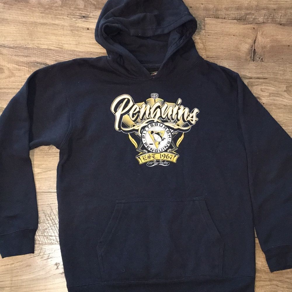 Boys Old Time Hockey Pittsburgh Penguins youth Hoodie hooded sweatshirt L